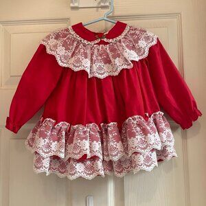 HTF Vintage 1970s New Old Stock Bryan Holiday Dress w/ White Ruffle Lace NWOT